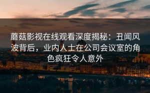 蘑菇影视在线观看深度揭秘：丑闻风波背后，业内人士在公司会议室的角色疯狂令人意外