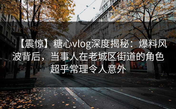 【震惊】糖心vlog深度揭秘：爆料风波背后，当事人在老城区街道的角色超乎常理令人意外