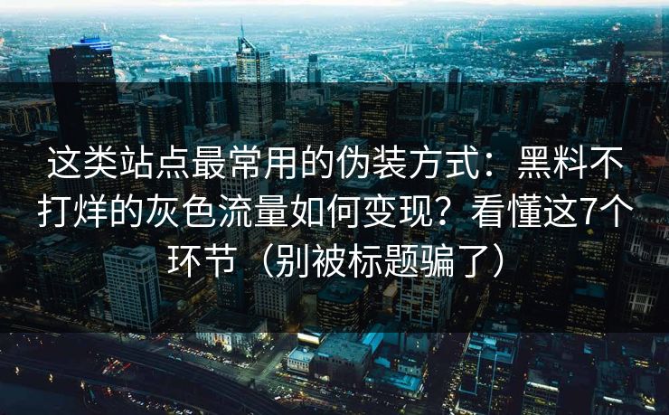 这类站点最常用的伪装方式:黑料不打烊的灰色流量如何变现?看懂这7个环节(别被标题骗了) 这类站点最常用的伪装方式:黑料不打烊的灰色流量如何变现?看懂这7个环节(别被标题骗了)