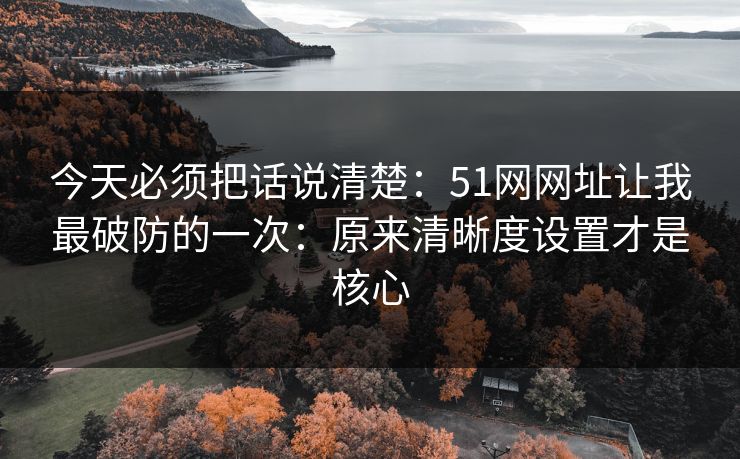 今天必须把话说清楚：51网网址让我最破防的一次：原来清晰度设置才是核心