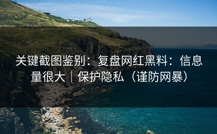 关键截图鉴别：复盘网红黑料：信息量很大｜保护隐私（谨防网暴）
