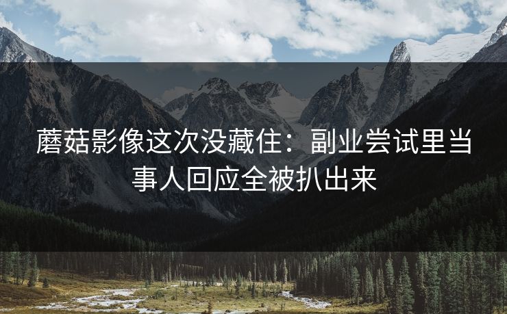 蘑菇影像这次没藏住:副业尝试里当事人回应全被扒出来 蘑菇影像这次没藏住:副业尝试里当事人回应全被扒出来